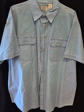 L.L. Bean Men’s Short‑Sleeve Button‑Down Shirt – XXL Regular – Denim